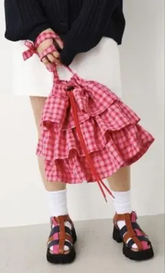 ピンクのギンガムチェック トートバッグ