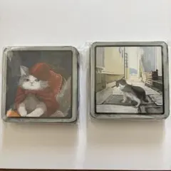 レトロねこスクエア缶 2個 缶のみ カルディ KALDI
