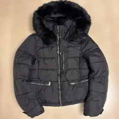 ZARA TRF ファー付き中綿 ダウンジャケット ブラック ショート丈 Y2K