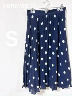 美品✨FOREVER 21 【M】ネイビー ドット柄 フレアスカート