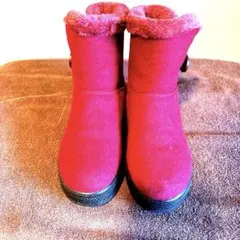 ファー付きバーガンディショートブーツ