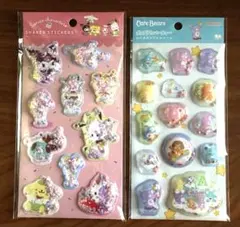 わたあめカプセルシール　ケアベア　ブルー、サンリオ　シェイカーステッカーズ