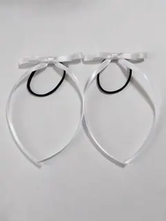 356 たれ付きヘアゴム　白