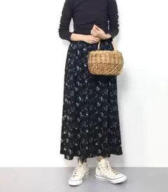 K09711）Spick & Span フラワープリント マキシギャザースカート