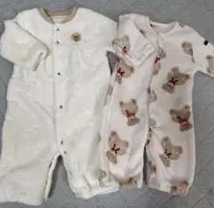 クマ柄 防寒ロンパース 50〜60cm セット