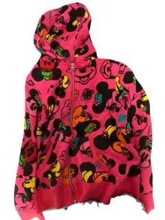 東京ディズニーリゾート限定 ミニー 総柄 パーカー ピンク L