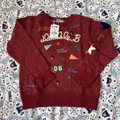 ダブルビー　総柄刺繍トレーナー　赤　130