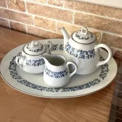 NORITAKE シルバークイーン 食器セット ティーポット プレート i♡【美品】 ノリタケ シルバークイーン ティーセット 9点セット