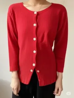 【セール品】 SAMANSA MOS2 トップス　F　レッド カーディガン