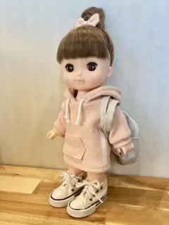 スポーツパーカーワンピース（ピンク）☆メルちゃんソランちゃん服ハンドメイド