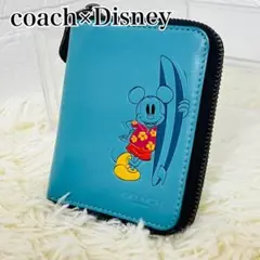 COACH × Disney ミッキーミディアムジップウォレット 限定 サーフのサムネイル