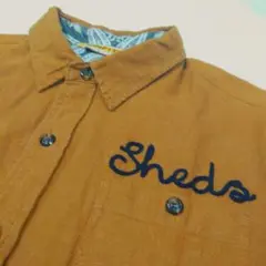 UNFIT コットン リネン 五分袖シャツ Sサイズ ブラウン 刺繍 ペーズリー