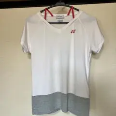 YONEX Vネック ベリークールTシャツ ホワイト/グレー