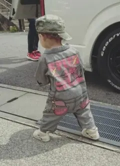 カーズ つなぎグレー ロンパース 90cm