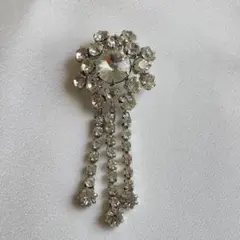 【65】フリンジクリスタルブローチ　ヴィンテージ