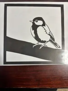 切り絵 鳥のデザイン 白黒