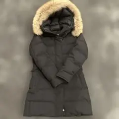 ピレネックス　ブラック　ファー付き黒ロングダウンジャケット　FR34 JP36