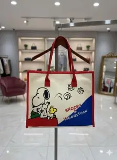 【新品未使用】キャンバスハンドバッグ　レッド　チャック付き