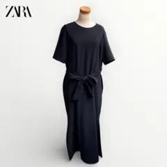 ZARA✨️ブラックロングワンピース L 半袖