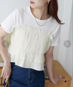 DISCOAT シャーリングキャミ ホワイト