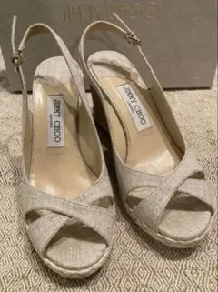 美品JIMMY CHOO 麻 サンダル　サイズ37 ウェッジサンダル
