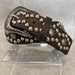 y2k 00s 本革 ウエスタン スタッズベルト 彫刻バックル
