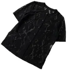 未使用品 MISSEL ミゼール シアー 半袖 ブラウス L 黒 ノーカラーのサムネイル