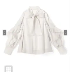 GRL　ボウタイオーガンジーフリルブラウス