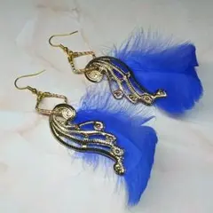 幸せの青い鳥の羽 と 天使の羽 ピアスorイヤリング