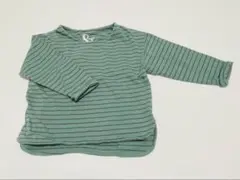 【綿100%】&yam 緑色とストライプ 長袖カットソー