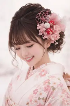 卒業式　袴　成人式振袖前撮り　フェザー　羽　和玉　水引　和装