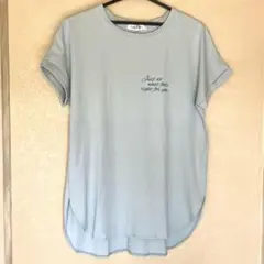 水色 半袖Tシャツ プリント入りのサムネイル