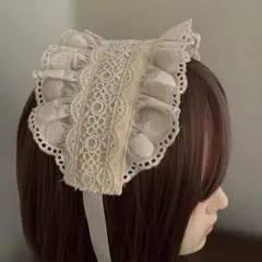 ゴスロリ・ロリータハンドメイドヘッドドレス アイボリー