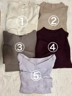 【5点セット】長袖ニット・セーター(M・Lサイズ混在)