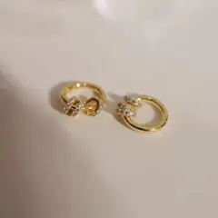 【極美品】18Kコーティング 3連ジルコニア フープピアス 925 シルバー