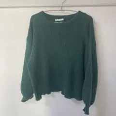 ニット　クルーネック　緑系