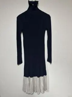 MilaOwen（ミラ オーウェン）　タートルネックロングリブニットワンピース