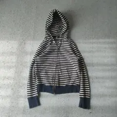 OLD UNIQLO ボーダー ジップパーカー ネイビー ダブルジップ n