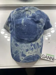 【極美品・タグ付き】GANNI ガニー デニムキャップ ブリーチ加工 ロゴ刺繍のサムネイル