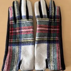 チェック柄フリース手袋