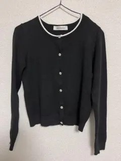 ミッシュマッシュ ビジューボタン カーディガン 長袖 ブラック　S