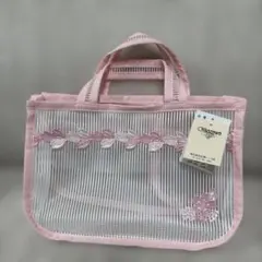 【新品タグ付き】近沢レース　ハンディバッグ　バッグインバッグ　桜　ピンクのサムネイル