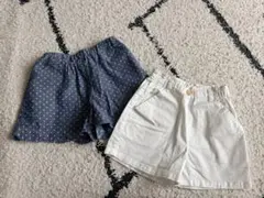 水玉・猫顔刺繍ハーフパンツ2点セット110センチ