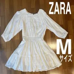 ザラ ZARA チュニック トップス ホワイト 白　刺繍　Mサイズ アイボリー
