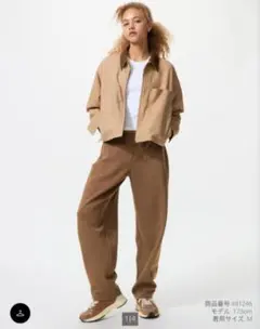 ドライスウェットカーブパンツ/丈長め　ブラウン