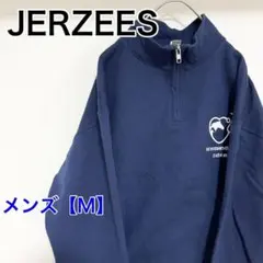 YBK13【US輸入】ジャージーズ　ハーフジップスウェット【メンズM】ネイビーのサムネイル