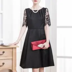 【最終値下げ/新品タグ付き】レーススリーブワンピースドレス