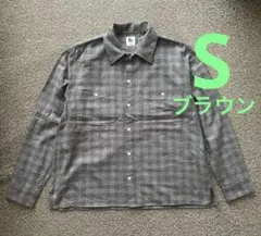 ビューティー&ユース　チェックシャツ　ブラウン　Sサイズ