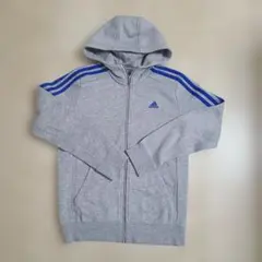adidas 裏起毛フード付き グレー パーカー 160cm