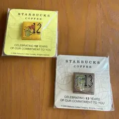 スターバックス 周年記念 ピンバッジ 2点セット（12周年＆13周年）⭐️希少⭐️のサムネイル
